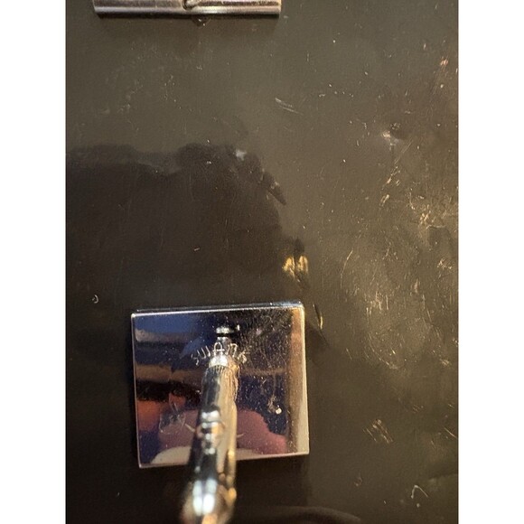 Swank Signed Silver Tone Black Enamel Letter W Cufflinks & Tie Tack A-47 - Picture 5 of 6